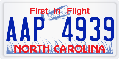 NC license plate AAP4939