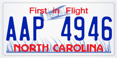 NC license plate AAP4946