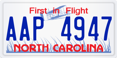 NC license plate AAP4947