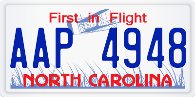 NC license plate AAP4948