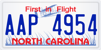 NC license plate AAP4954