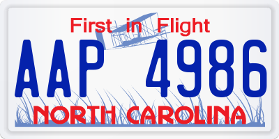 NC license plate AAP4986