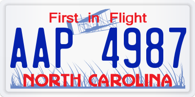NC license plate AAP4987