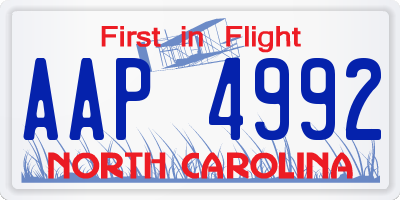 NC license plate AAP4992