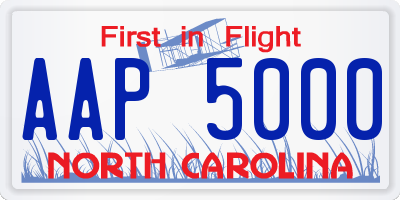 NC license plate AAP5000