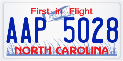 NC license plate AAP5028