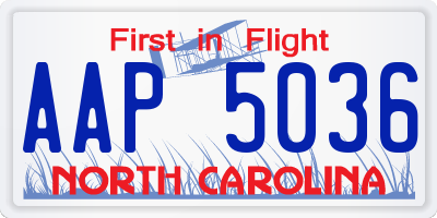 NC license plate AAP5036