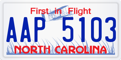 NC license plate AAP5103