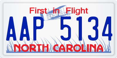 NC license plate AAP5134