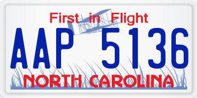 NC license plate AAP5136