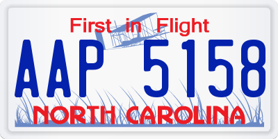 NC license plate AAP5158
