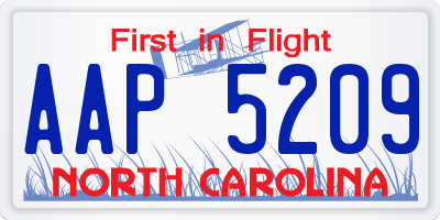 NC license plate AAP5209