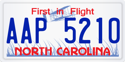 NC license plate AAP5210