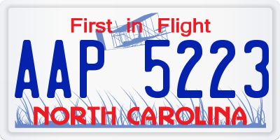 NC license plate AAP5223