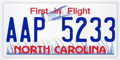 NC license plate AAP5233