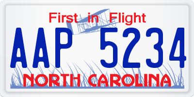 NC license plate AAP5234