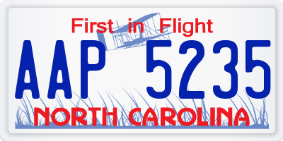 NC license plate AAP5235
