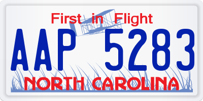 NC license plate AAP5283