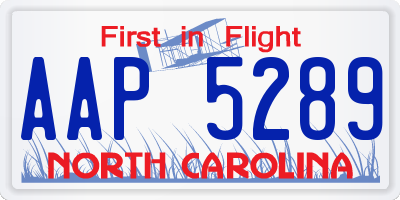 NC license plate AAP5289
