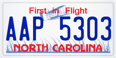 NC license plate AAP5303