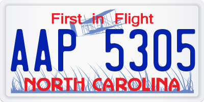 NC license plate AAP5305