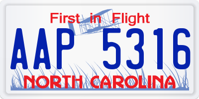 NC license plate AAP5316