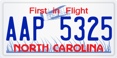 NC license plate AAP5325