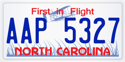 NC license plate AAP5327