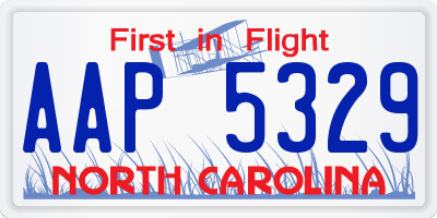 NC license plate AAP5329