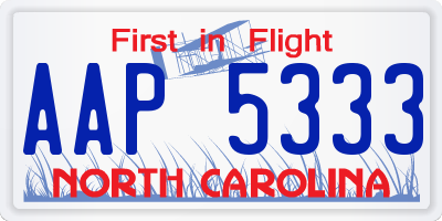 NC license plate AAP5333