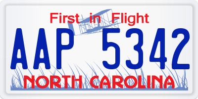 NC license plate AAP5342