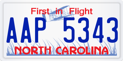 NC license plate AAP5343