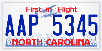 NC license plate AAP5345
