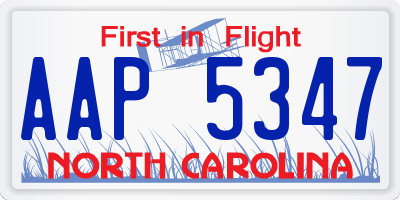 NC license plate AAP5347