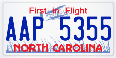 NC license plate AAP5355