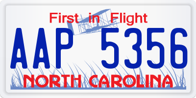NC license plate AAP5356