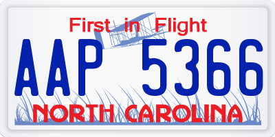 NC license plate AAP5366