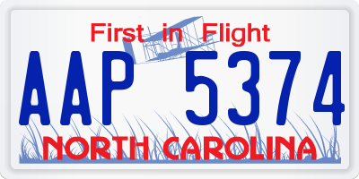 NC license plate AAP5374