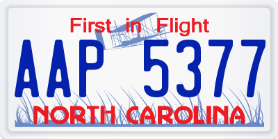 NC license plate AAP5377