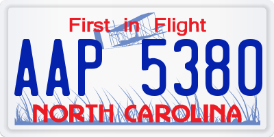 NC license plate AAP5380