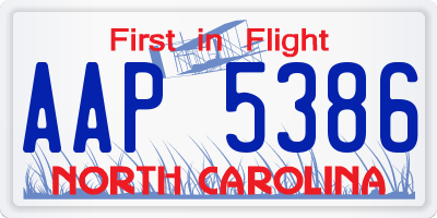NC license plate AAP5386