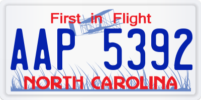 NC license plate AAP5392