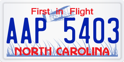 NC license plate AAP5403