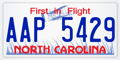NC license plate AAP5429