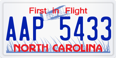 NC license plate AAP5433