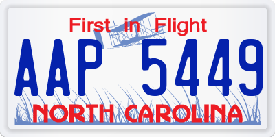 NC license plate AAP5449