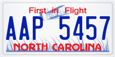 NC license plate AAP5457