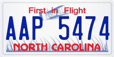 NC license plate AAP5474