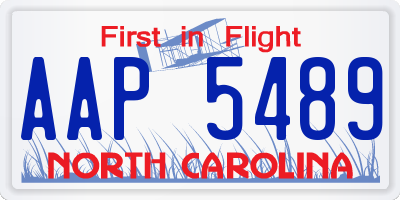 NC license plate AAP5489