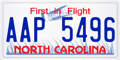 NC license plate AAP5496